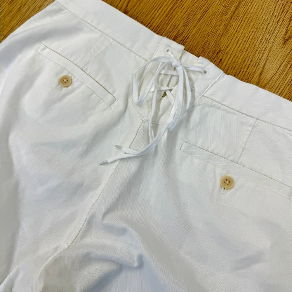 J. Crew 100% Cotton Cropped Sailor Chino Pants Button front & Tie back Size 10